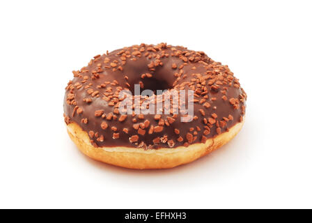 Ciambella di cioccolato su sfondo bianco Foto Stock