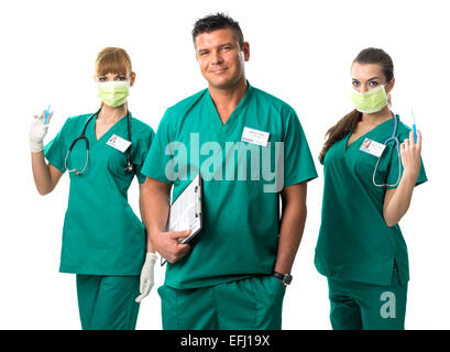 Il Team di chirurgia - medico e infermiere Foto Stock