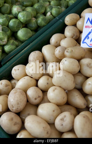 Fresche e vegetali per la vendita sul mercato in stallo Foto Stock