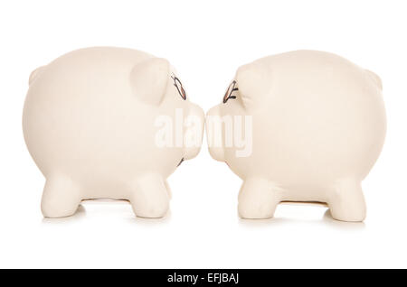 Salvadanaio di due banche kissing studio ritaglio Foto Stock