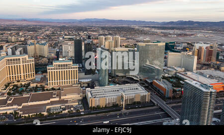 Las Vegas Nevada - 14 dicembre : vista aerea della famosa Strip di Las Vegas, 14 dicembre 2014 a Las Vegas, Nevada Foto Stock