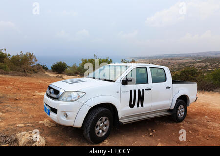 Toyota della forza di pace della Nazioni Unite con sede a Cipro a Cape Greco Foto Stock