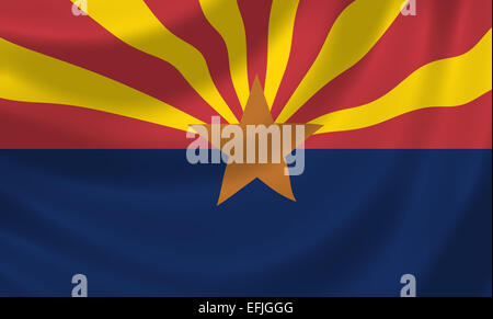 Bandiera di stato dell Arizona sventolare nel vento dettaglio Foto Stock