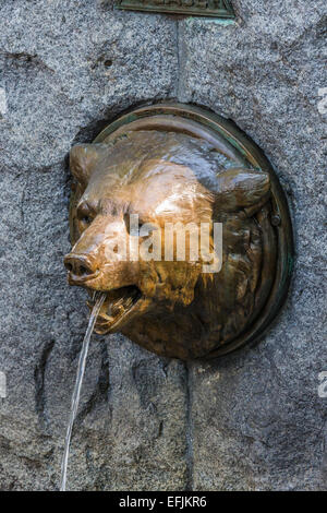 Orso di bronzo e granito particolare del luogo Tilikum scultura in Seattle, una scultura creato da James A. Wehn, Washington, Stati Uniti d'America Foto Stock