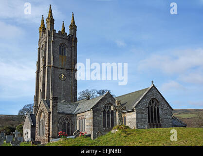 La Chiesa Parrocchiale di San Pancrazio di Widecombe -in-la-Moor , Parco Nazionale di Dartmoor, Devon, Regno Unito. Foto Stock