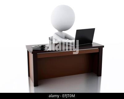 Immagine 3d. White business persone che lavorano in ufficio. Isolato sfondo bianco Foto Stock