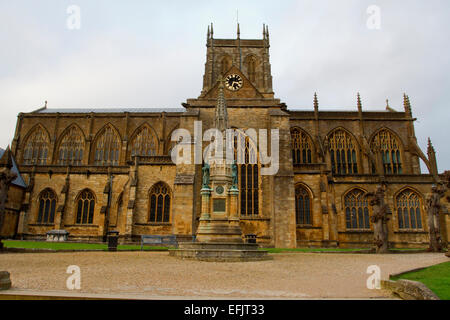 Sherborne Abbey, Chiesa di Santa Maria Vergine, Sherborne, Dorset, in Inghilterra nel mese di dicembre Foto Stock