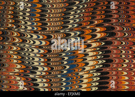 Carta marmorizzata Pattern Texture Vintage retrò antichi per la copertina del libro in sfondo marrone a marrone rosso marrone rossiccio Foto Stock