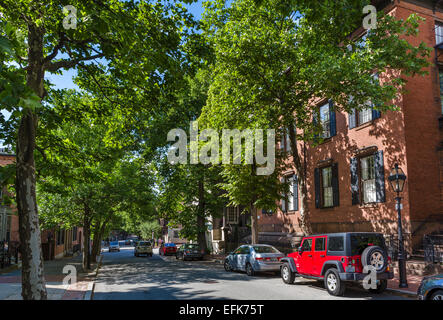 Beneficio Street, College Hill quartiere storico di Providence, Rhode Island, STATI UNITI D'AMERICA Foto Stock