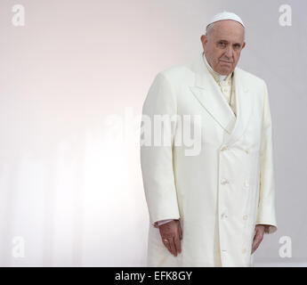 (FILE) - Un archivio foto datata 25 novembre 2014, mostra il Papa Francesco durante la sua visita al Parlamento europeo a Strasburgo, in Francia. Papa Francesco causato un agitare dopo la sua controversa commentare i genitori punizione fisica dei bambini. Foto: Bernd Weissbrod/dpa Foto Stock