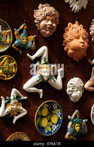 La Trinacria, simbolo siciliano, Erice, in Sicilia Foto Stock