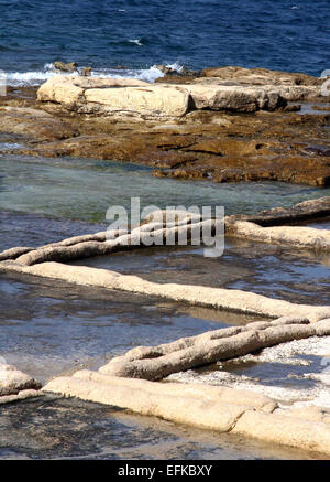 Località di villeggiatura di Bugibba, Qawra e St Pauls Bay di Malta. Bugibba Saline il 31 gennaio 2015 Foto di Keith Mayhew Foto Stock