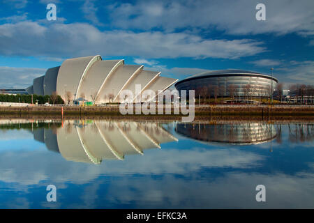 L'Armadillo, il SSE Idro e del fiume Clyde, Pacific Quay, Glasgow Foto Stock