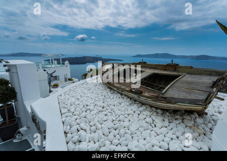 Visitare il piccolo centro di Santorini, Cicladi, Grecia Foto Stock