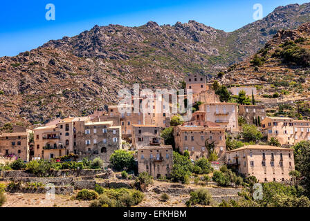 Village de Lama et sont festival du film villaggio pittoresco de balagne au dessus de la Vallée de l'Ostriconi haute Corse 2B Foto Stock