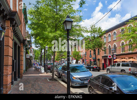 King Street nel centro storico di Alessandria, Virginia, Stati Uniti d'America Foto Stock