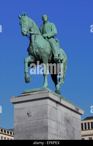 Statua equestre di re Alberto I di Bruxelles, Belgio Foto Stock