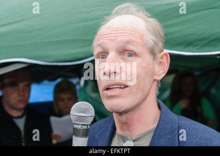 Irlandese repubblicano dissidente Tony Catney chiede il rilascio di Colin Duffy. Foto Stock