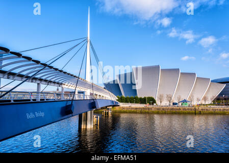 Ponte di campane e Armadillo (SECC), Glasgow, Scotland, Regno Unito Foto Stock