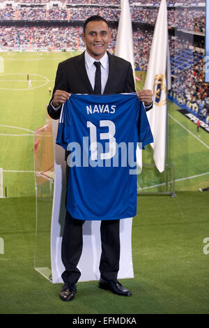 Keylor Navas alla sua inaugurazione come un nuovo Real Madrid giocatore al Santaigo Bernabeu Stadium in Spagna a Madrid con: Keylor Navas dove: Madrid, Spagna Quando: 05 Ago 2014 Foto Stock