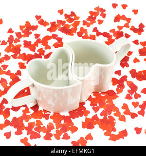 Due cuori a forma di composizione di cups Foto Stock