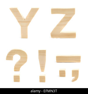Blocco di legno letter set isolato Foto Stock