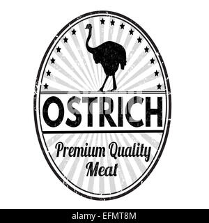 Ostrich grunge timbro di gomma su sfondo bianco, illustrazione vettoriale Foto Stock