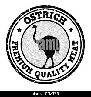 Ostrich grunge timbro di gomma su sfondo bianco, illustrazione vettoriale Foto Stock
