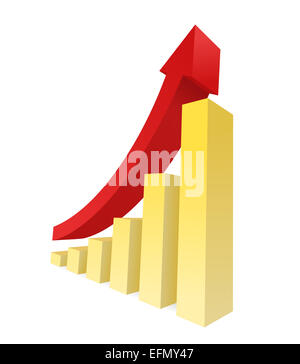 Il grafico a barre vettore che mostra una tendenza al rialzo. La crescita aziendale e la relazione finanziaria grafica. Foto Stock