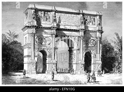 Xix secolo l'incisione dell'Arco di Costantino, Roma Foto Stock