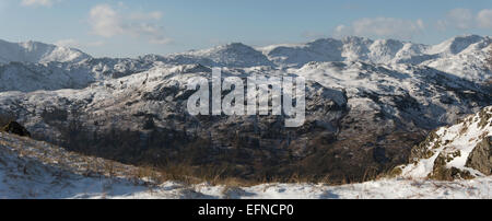 La centrale Lakeland Fells in inverno, Lake District inglese. Foto Stock