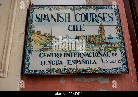 Azulejo sign in Malaga, Spagna. Foto Stock