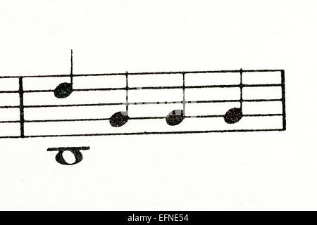 Musica nera note sul libro bianco Foto Stock