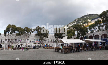 Gibilterra rock, Grand Casemates Square, Gibilterra, Oltremare territorio britannico, Regno Unito, Gran Bretagna, Regno Unito Foto Stock