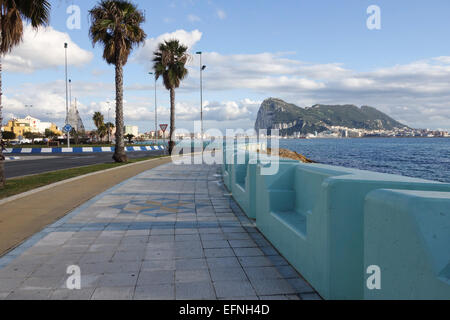 Gibilterra, visto dalla Spagna, La Linea, Oltremare territorio britannico, Regno Unito, Gran Bretagna, Regno Unito Foto Stock