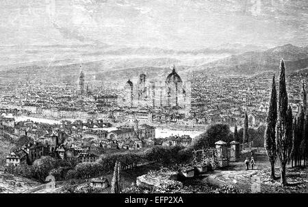 Xix secolo incisione di Firenze, Italia Foto Stock