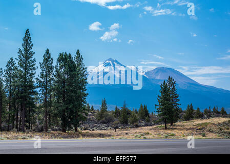 Vista del Monte Shasta. Siskiyou County, California, Stati Uniti. Foto Stock