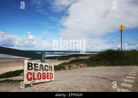 Shelly Beach, Ballina, NSW, Australia. Il 9 febbraio, 2015. Tadashi Nakahara, 41 è deceduto a seguito di un attacco di squalo a Shelly Beach, Ballina, NSW. È riportato il 'grande' shark aggredito da dietro e mordere sia le mans gambe. L attentato avvenuto a circa 945am ora locale. Ballina è situato a 30km a sud di Byron Bay, all'estremo nord della costa del NSW. Le spiagge della zona sono state chiuse. Credito: Ben Wyeth/Alamy Live News Foto Stock
