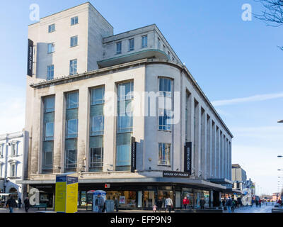 Binns edificio che ora House of Fraser store integrato 1950 stile Art Deco architettura in Middlesbrough Cleveland, Regno Unito Foto Stock