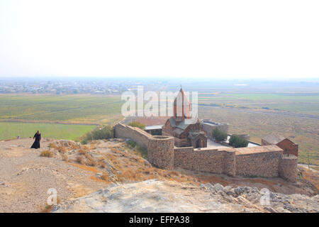 Valle Ararat, Chiesa della Santa Madre di Dio (St. Astvatzatzin), Khor Virap, Ararat Provincia, Armenia Foto Stock