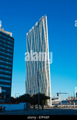 Torre Diagonal Zero Zero edificio, area Forum, Diagonal Mar, Sant Marti district, Barcellona, Spagna Foto Stock