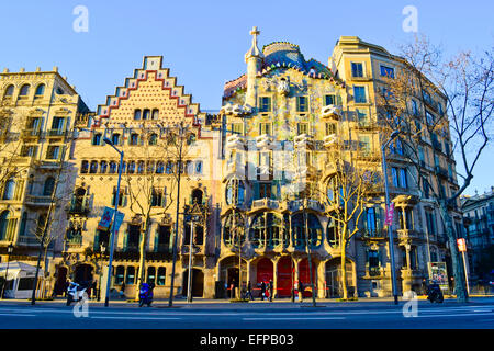 Casa Amatller da Puig Cadafalch. Casa Batlló di Antoni Gaudí. Barcellona, in Catalogna, Spagna. Foto Stock