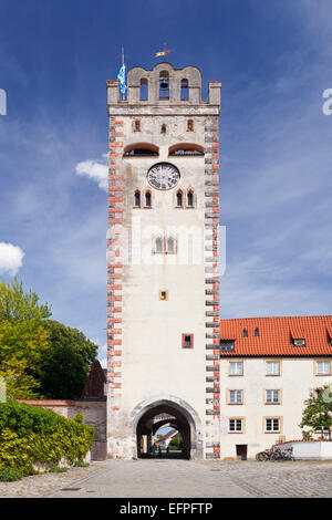 Torre Bayertor, la città vecchia di Landsberg am Lech, Baviera, Germania, Europa Foto Stock