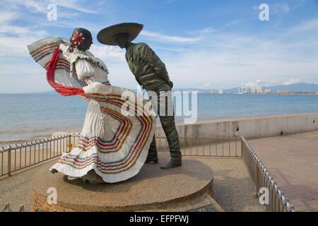 Le statue sulla Promenade, Downtown, Puerto Vallarta, Jalisco, Messico, America del Nord Foto Stock