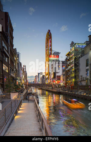 Dotombori al crepuscolo, Osaka Kansai, Giappone, Asia Foto Stock