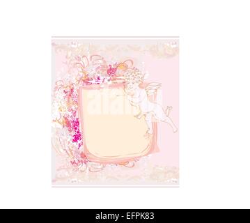 Happy valentines day card con Cupido Illustrazione Vettoriale