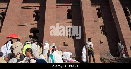 Bet Medhane Alem cattedrale, Lalibela, Amhara Region, Etiopia Foto Stock