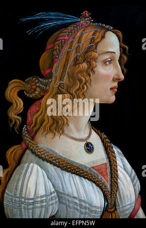 Idealizzato ritratto di una dama (ritratto di Simonetta VESPUCCI come ninfa), CA. 1475 Sandro Botticelli (Sandro Filipepi) 1445 - 1510 Italia Italiano Foto Stock