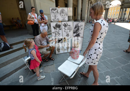 Gli artisti al lavoro a Firenze Italia Foto Stock