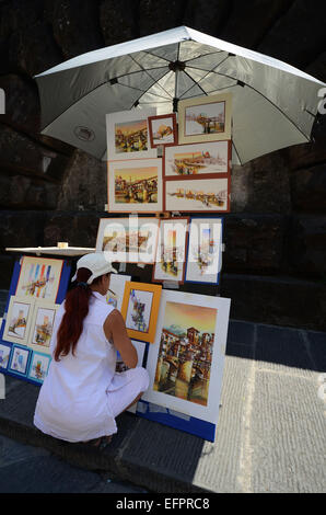 Artista al lavoro a Firenze Italia Foto Stock